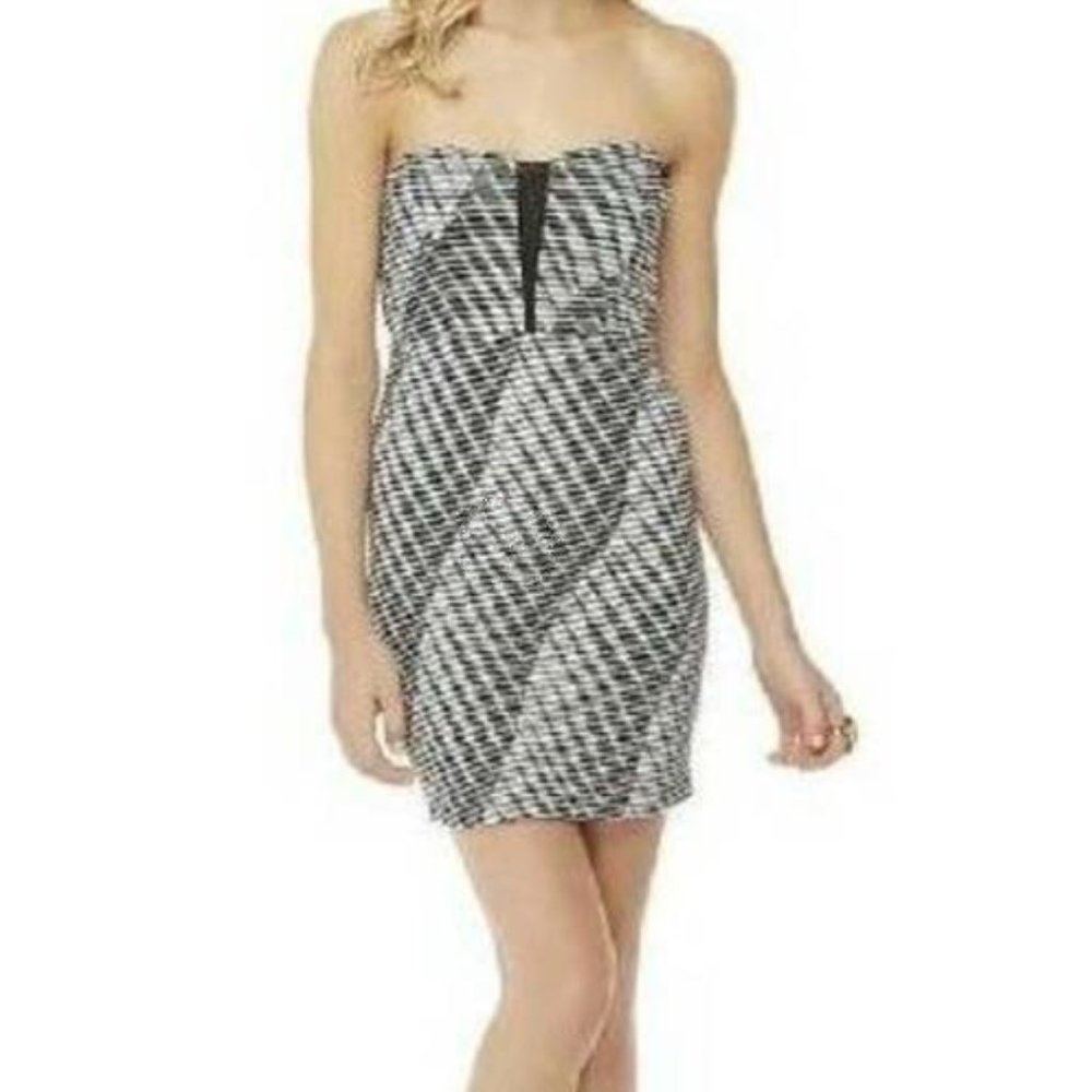 Bongo Sheath Dress Jr S White Black Strapless Wavy Sweetheart Bodycon Teen Girls